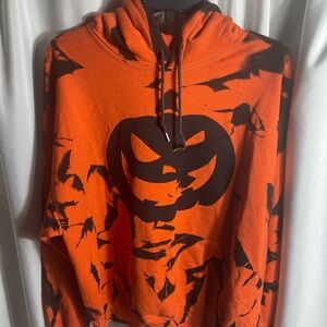 Party City Unisex Size L Halloween Pumpkin Hoodie - Orange and Black NWT